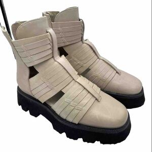 Free People Hydra Huarache Lug Boot Leather Sand Zip 36 Platform Romantic Goth